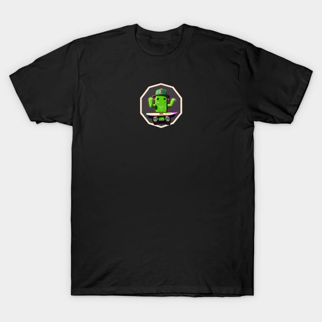 Colorful Rockstar Hip-Hop Cactus Emoji Skateboarding with Style T-Shirt by kubos2020